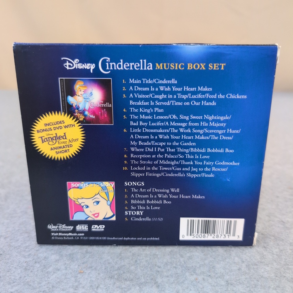 Disney Cinderella Music Box Set Limited Edition 3-Disc CD DVD Tangled Ever After - Picture 2 of 2